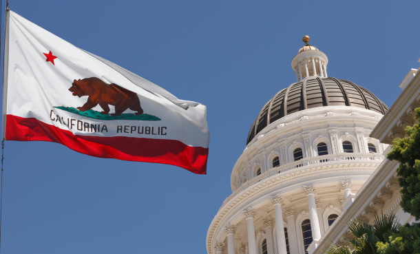 California state flag outside of State Capitol