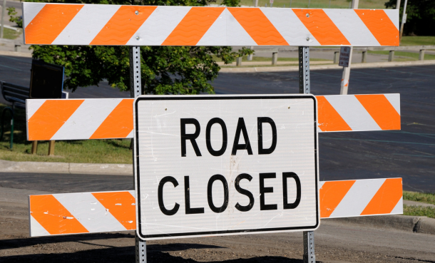 Road Closed sign on street