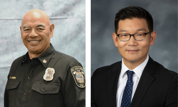 Headshots of new Fire Chief George Avery and new CFO Paul Chung