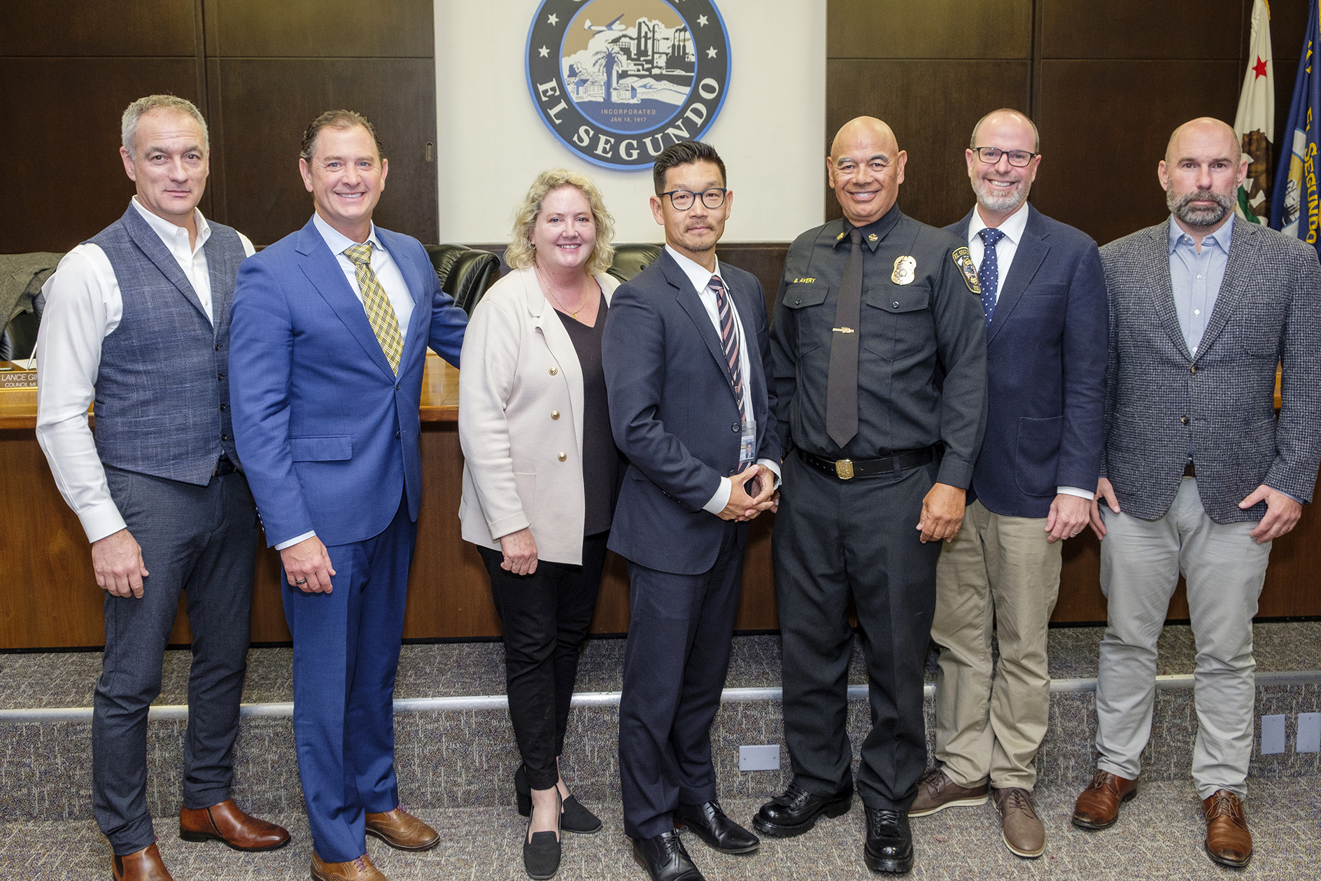 City Council with new Fire Chief George Avery and new CFO Paul Chung