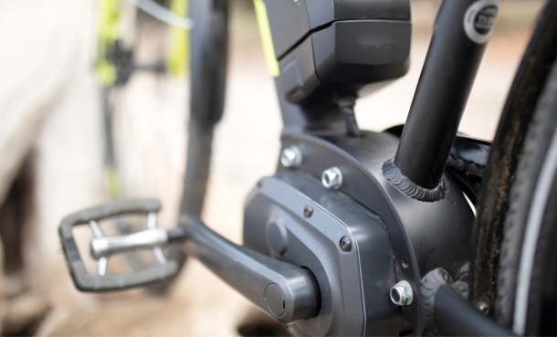 ebike pedal and motor close up