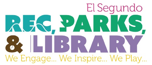 Recreation, Parks and Library logo in blue, green and purple