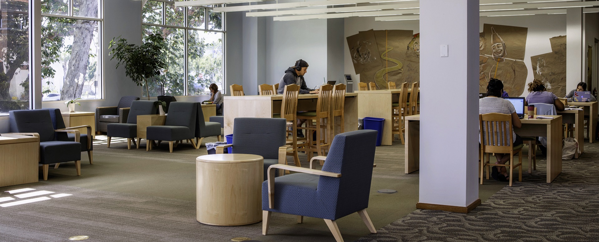 Image of reading lounge space inside the library