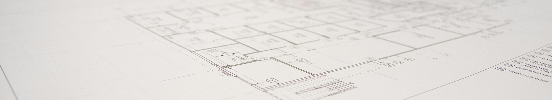 Engineering plan drawing in black ink of white paper